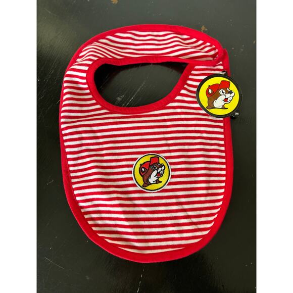 Buc-ees Red & White Stripe Newborn Bib Snap Closure NWT - Picture 1 of 7